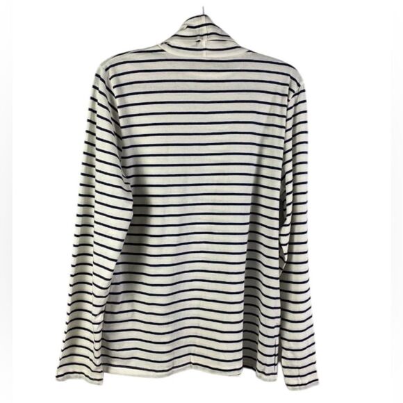 NWT J CREW Factory Striped Tissue turtleneck Ivory Navy Blue - Picture 4 of 6